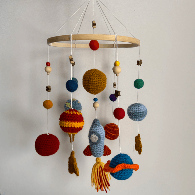 Space crochet baby mobile