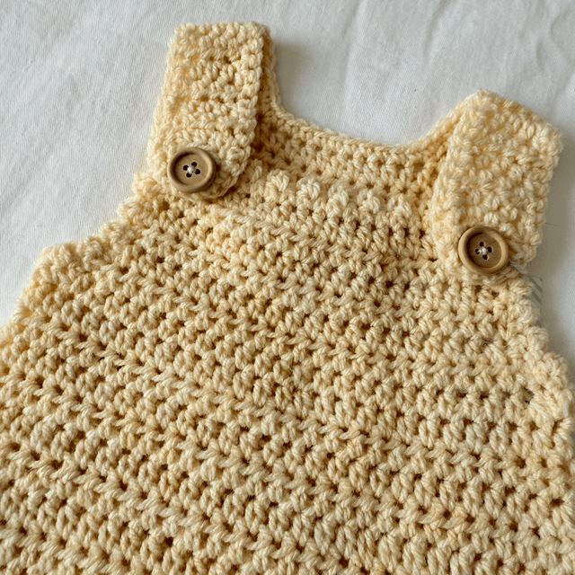 Cream crochet dungaree romper