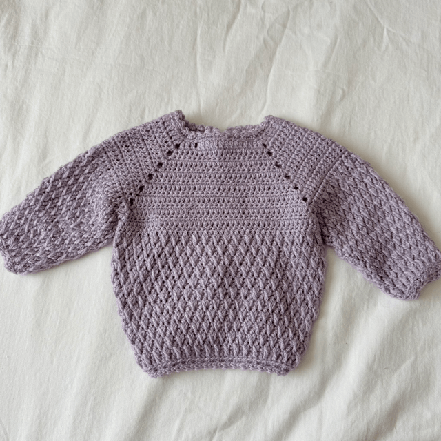 Lavender crochet pine stitch cardigan
