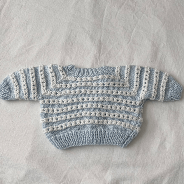 Blue and white chain knitted cardigan