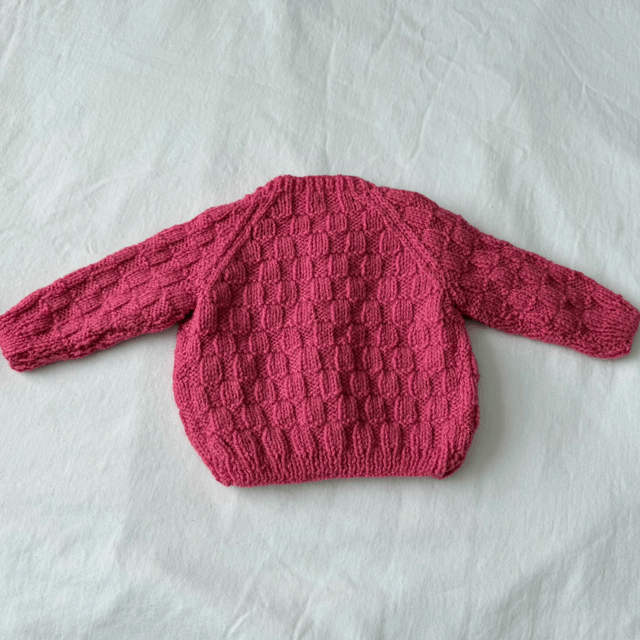 Fuschia knitted basket weave cardigan