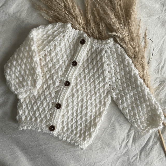Ivory pine stitch crochet cardigan
