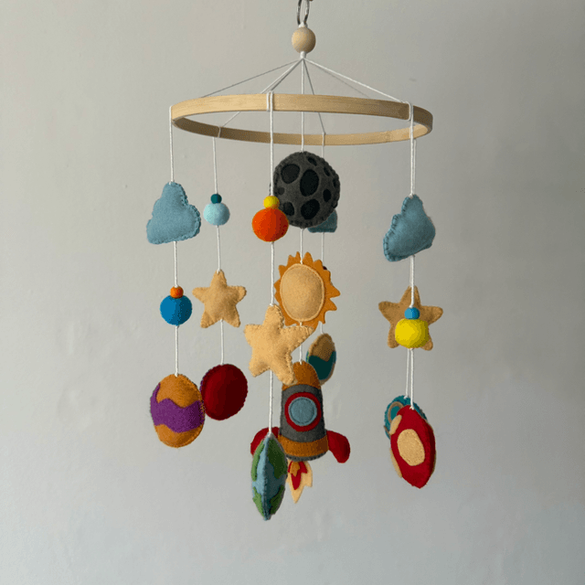 Space felt baby mobile