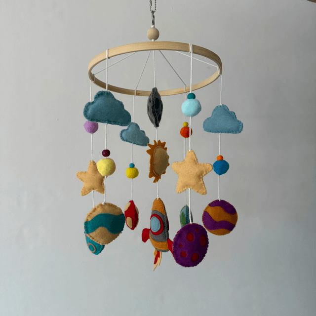 Space felt baby mobile