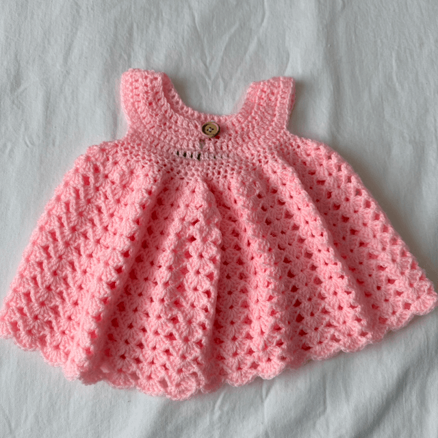 Pink crochet circle skirt dress 