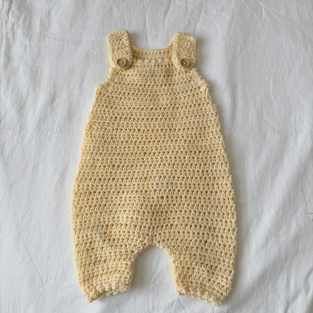Cream crochet dungaree romper