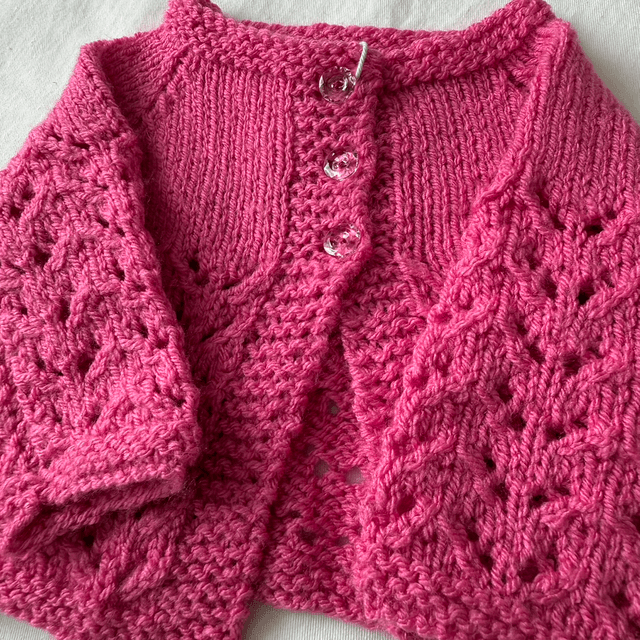 Fuschia pointelle knitted cardigan