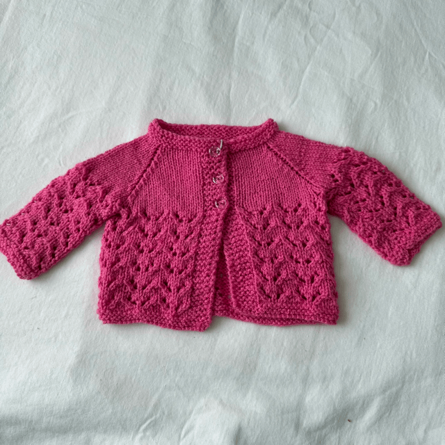 Fuschia pointelle knitted cardigan