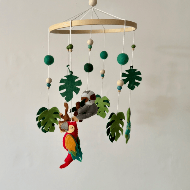 Rainforest felt baby mobile