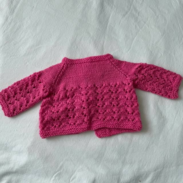 Fuschia pointelle knitted cardigan