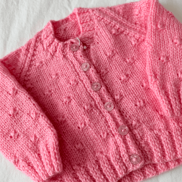 Pink popcorn knitted cardigan
