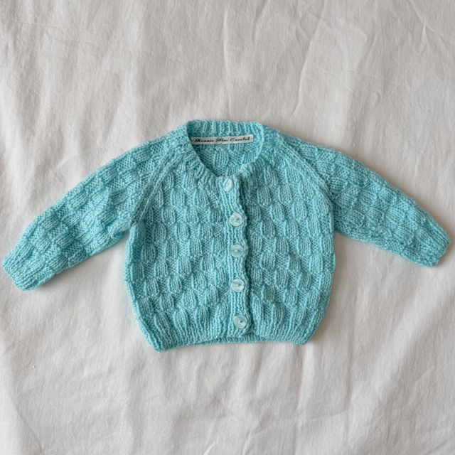 Aqua knitted basket weave cardigan