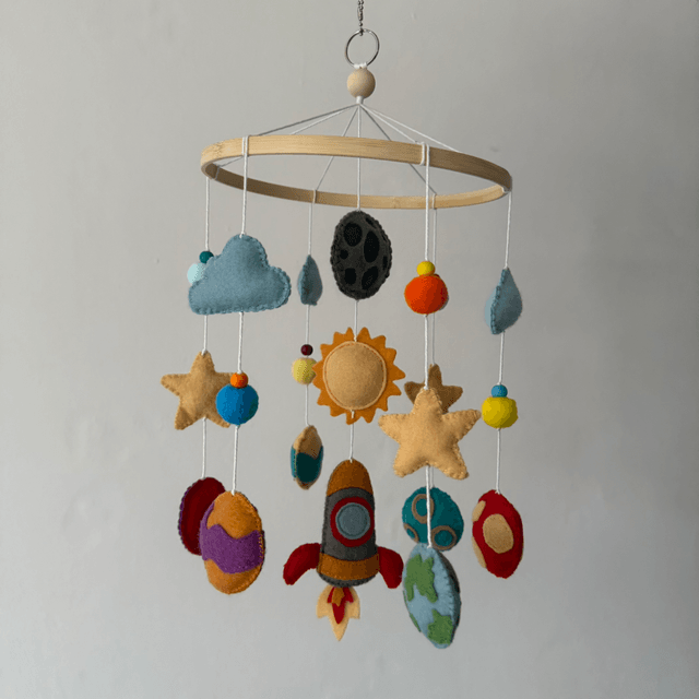 Space felt baby mobile