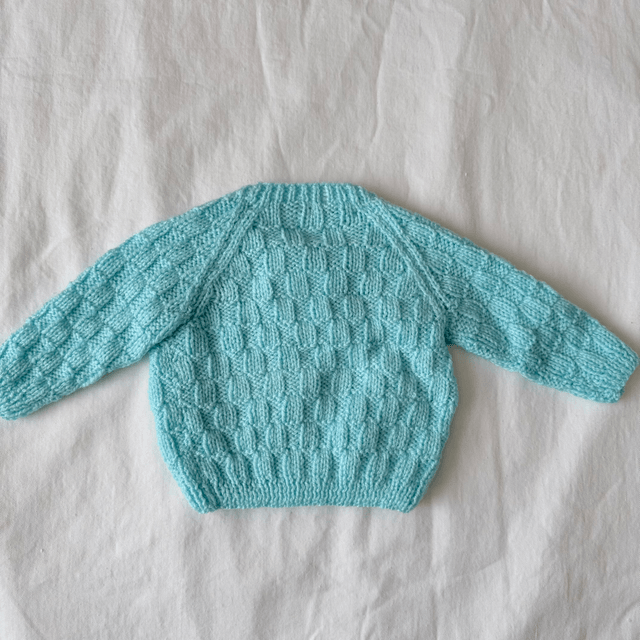 Aqua knitted basket weave cardigan