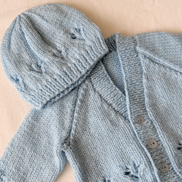 Blue knitted baby set