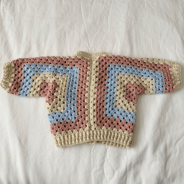 Pastel crochet hexagon cardigan