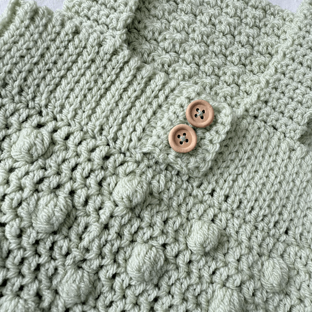 Green popcorn crochet dungaree dress