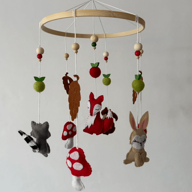 Woodland felt baby mobile