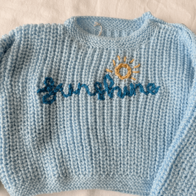 Sunshine blue drop shoulder knitted jumper