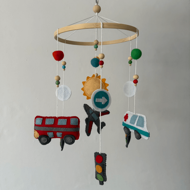 Transport felt baby mobile