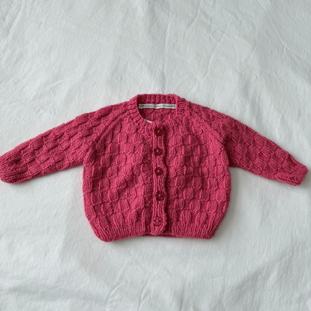 Fuschia knitted basket weave cardigan