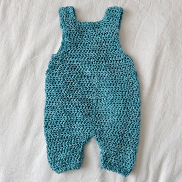 Denim blue crochet dungaree romper
