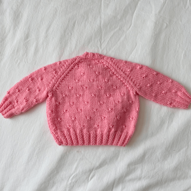 Pink popcorn knitted cardigan