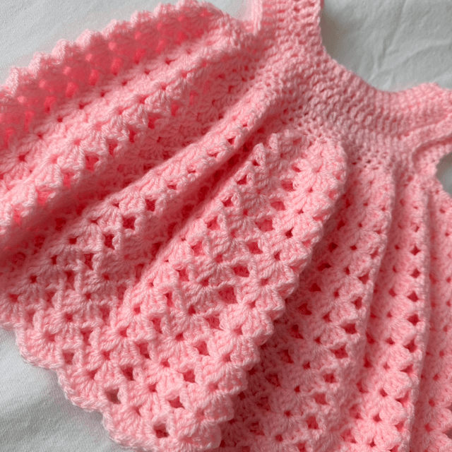 Pink crochet circle skirt dress 