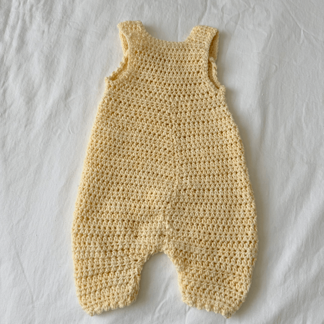 Cream crochet dungaree romper