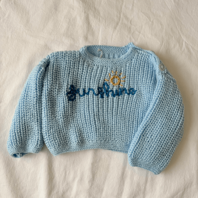 Sunshine blue drop shoulder knitted jumper