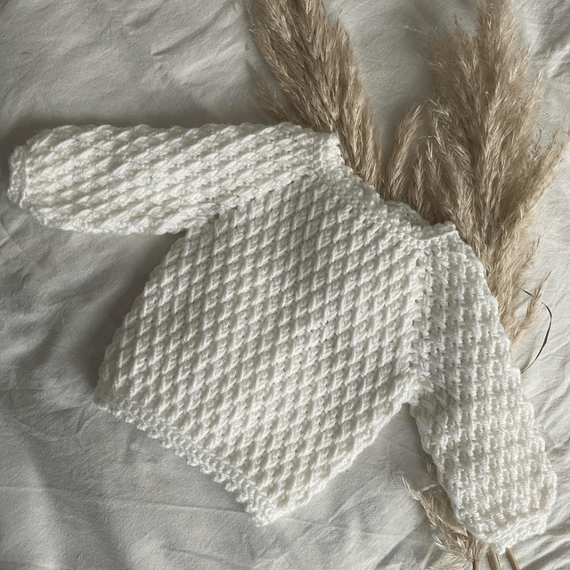 Ivory pine stitch crochet cardigan