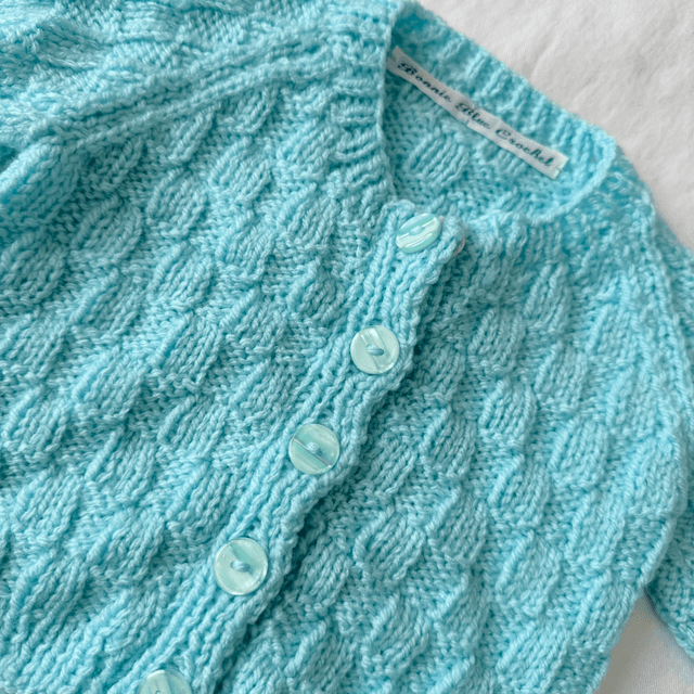 Aqua knitted basket weave cardigan