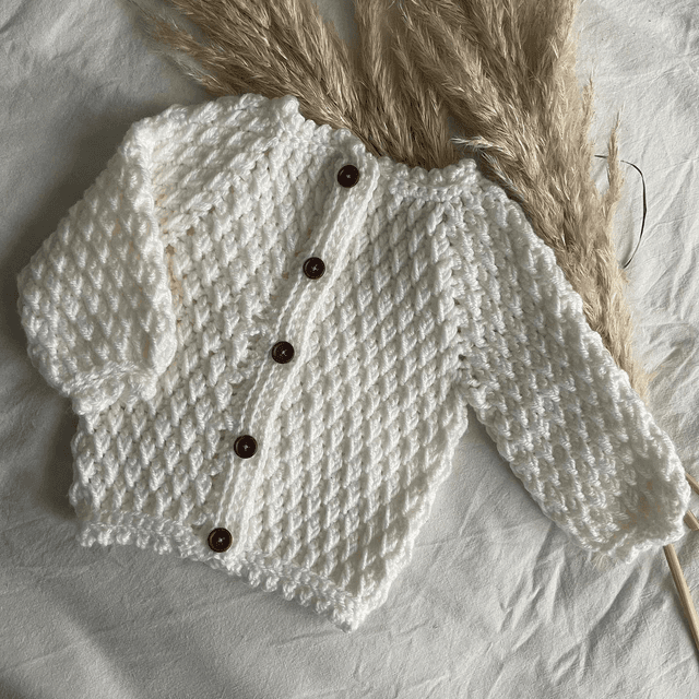 Ivory pine stitch crochet cardigan