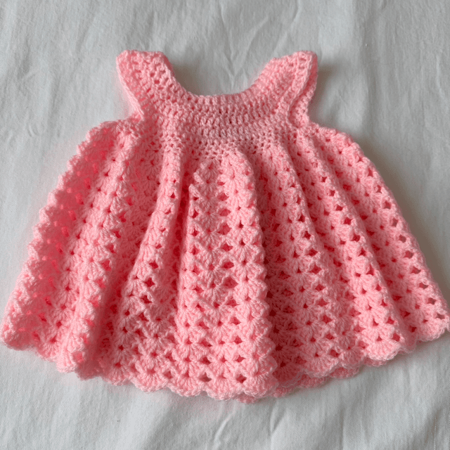 Pink crochet circle skirt dress 