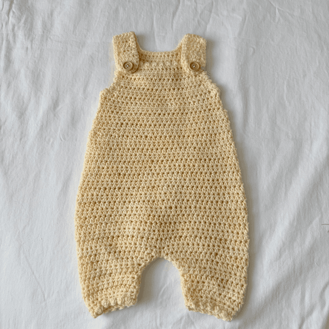 Cream crochet dungaree romper