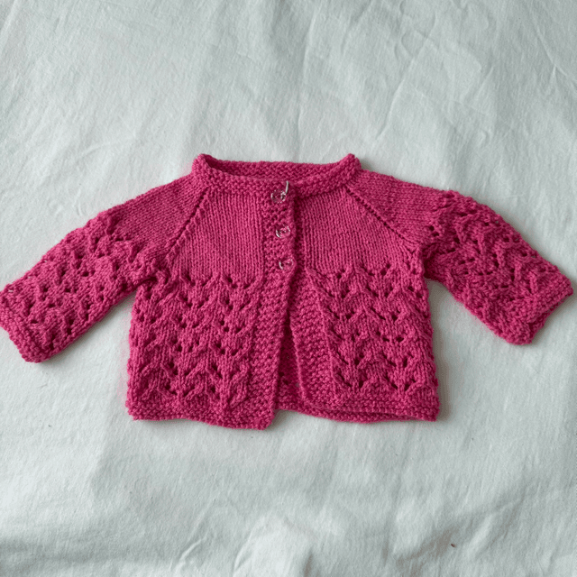 Fuschia pointelle knitted cardigan