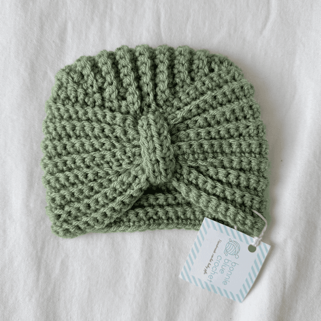Sage green bow beanie