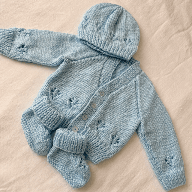 Blue knitted baby set