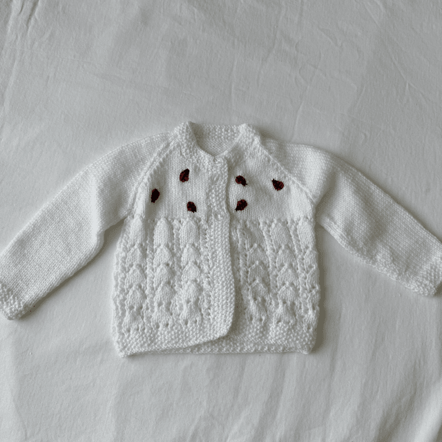 Ladybird embroidered pointelle knitted cardigan