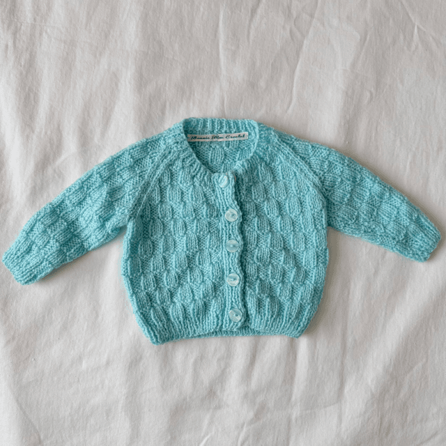 Aqua knitted basket weave cardigan