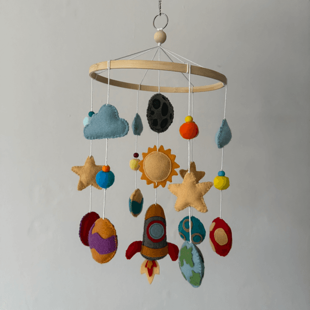 Space felt baby mobile