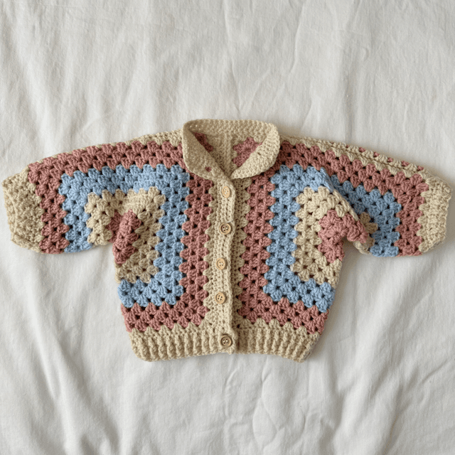 Pastel crochet hexagon cardigan