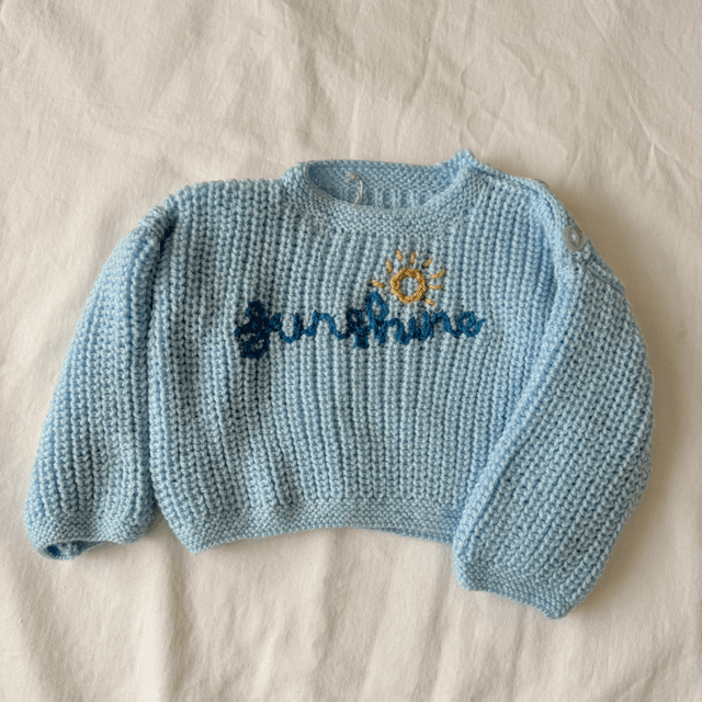 Sunshine blue drop shoulder knitted jumper
