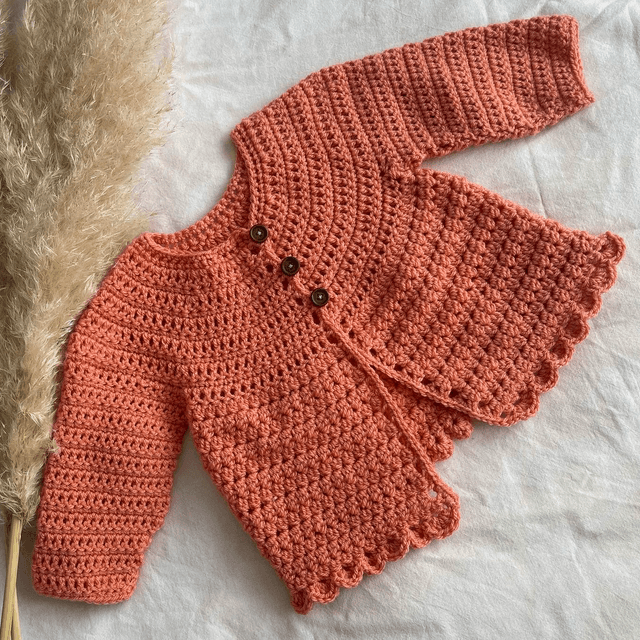 Coral crochet matinee jacket